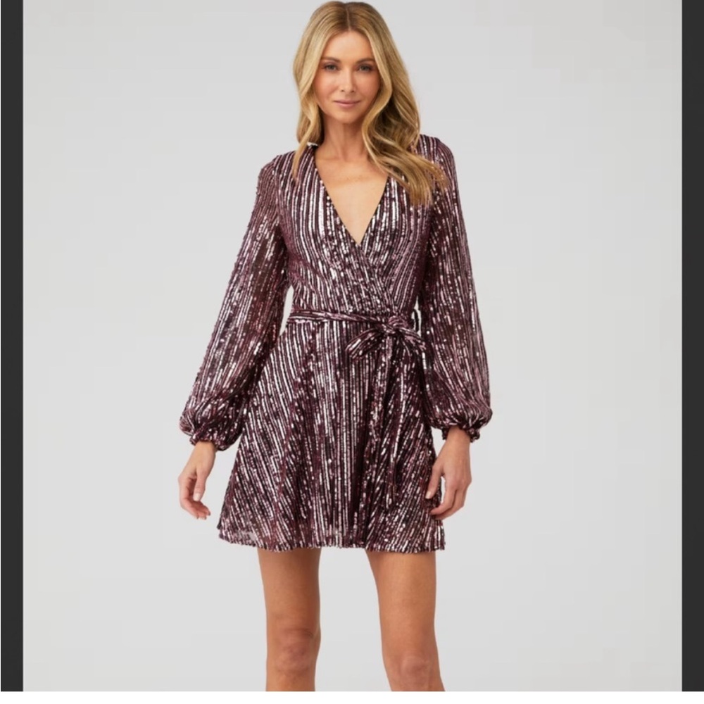 NWT Bardot Stripe Sequin Bellissa Long Sleeve
Dress - Large